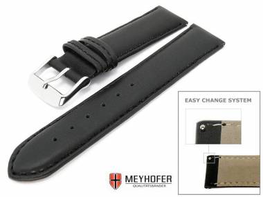 Uhrenarmband -Montpellier- 16mm schwarz glatt abgen�ht mit Easy Change System von MEYHOFER - Bild vergr��ern 