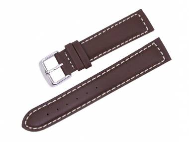 Uhrenarmband 22mm dunkelbraun glatte Oberfl�che wei�e Naht (Schlie�enansto� 20 mm) - Bild vergr��ern 