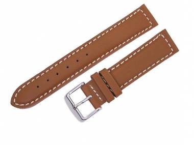 Uhrenarmband 20mm hellbraun glatte Oberfl�che wei�e Naht (Schlie�enansto� 18 mm) - Bild vergr��ern 