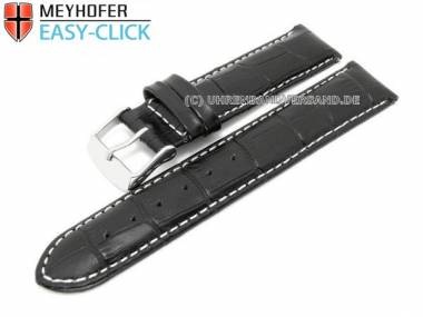 Uhrenarmband -Marseille- 16mm schwarz Alligator-Pr�gung wei�e Naht mit EasyChangeSystem von MEYHOFER - Bild vergr��ern 