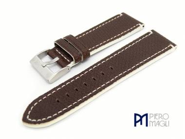 Uhrenband -Palmellato- 24mm dunkelbraun genarbt wei�e Naht Piero Magli (Schlie�enansto� 22 mm) - Bild vergr��ern 