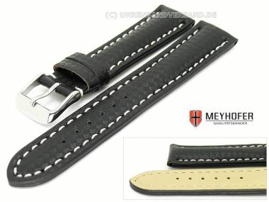 Uhrenarmband -Monaco- 18mm schwarz Carbonoptik gepr�gt helle Naht von MEYHOFER - Bild vergr��ern 