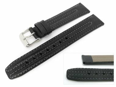 Uhrenarmband 20mm schwarz Schrumpfleder Doppelwulst - Bild vergr��ern 