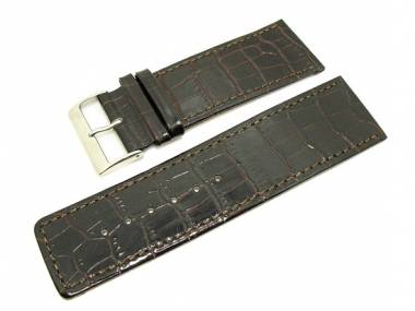 Uhrenarmband -Alligator Elegance- 30mm dunkelbraun Alligator-Pr�gung (Schlie�enansto� 28 mm) - Bild vergr��ern 
