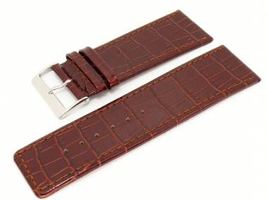 Uhrenarmband -Alligator Elegance- 30mm rotbraun Alligator-Pr�gung (Schlie�enansto� 28 mm) - Bild vergr��ern 