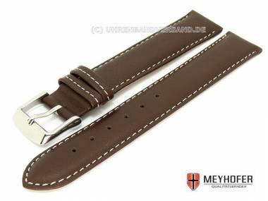Uhrenarmband -Augsburg- XL 17mm dunkelbraun glatt helle Naht von MEYHOFER - Bild vergr��ern 