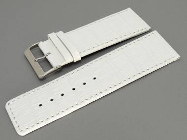 Uhrenarmband -Alligator Elegance- 34mm wei� Alligator-Pr�gung (Schlie�enansto� 32 mm) - Bild vergr��ern 