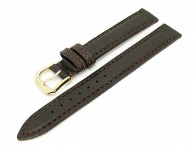 Uhrenarmband 14mm dunkelbraun glatte Oberfl�che abgen�ht - Bild vergr��ern 