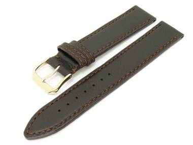 Uhrenarmband 16mm dunkelbraun glatte Oberfl�che abgen�ht - Bild vergr��ern 