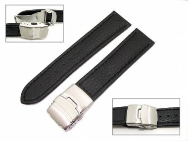 Uhrenarmband 24mm schwarz Faltschlie�e genarbt (Schlie�enansto� 22 mm) - Bild vergr��ern 