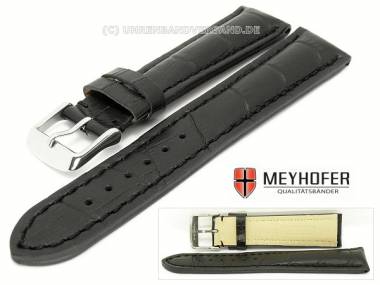 Uhrenarmband -Valencia- 18mm schwarz Alligator-Pr�gung abgen�ht von MEYHOFER - Bild vergr��ern 