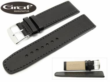 Uhrenarmband -Champion- 24mm schwarz glatt rustikal Boxkalbleder von Graf (Schlie�enansto� 22 mm) - Bild vergr��ern 