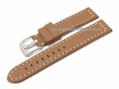 Fliegerband 20mm braun glatt wei�e Naht (Schlie�enansto� 18 mm) - Bild vergr��ern 