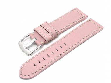 Trendarmband 22mm glatt robust rosa wei�e Naht - Bild vergr��ern 