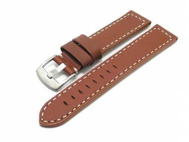 Fliegerband 24mm rotbraun glatt wei�e Naht (Schlie�enansto� 22 mm) - Bild vergr��ern 