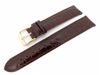 TOP: Uhrenarmband 20mm dunkelbraun Kroko-Pr�gung (Caiman) gl�nzend - Bild vergr��ern 