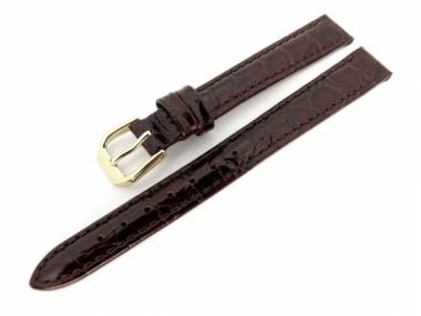 TOP: Uhrenarmband 14mm dunkelbraun Kroko-Pr�gung (Caiman) gl�nzend - Bild vergr��ern 