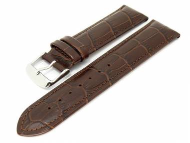 Uhrenarmband 18mm dunkelbraun Alligator-Pr�gung matt robust - Bild vergr��ern 