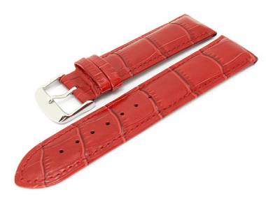 Uhrenarmband 24mm rot Alligator-Pr�gung matt robust - Bild vergr��ern 