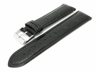 Uhrenarmband XL 24mm schwarz Alligator-Pr�gung matt robust - Bild vergr��ern 