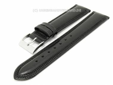 Uhrenarmband 16mm schwarz Kalbsleder gepolstert Sattelnaht - Bild vergr��ern 