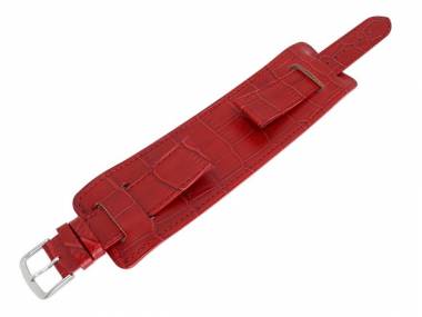 Uhrenarmband 14mm rot mit Lederunterlage Alligator-Pr�gung - Bild vergr��ern 