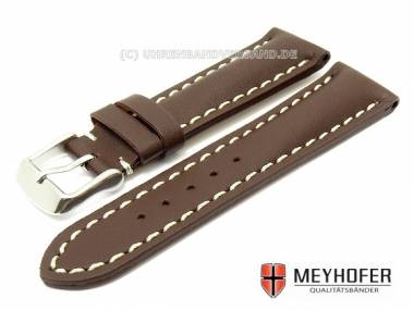Uhrenarmband -Kajaani- XS 24mm dunkelbraun glatte Oberfl�che helle Naht von MEYHOFER - Bild vergr��ern 