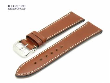 Uhrenarmband 22mm braun RIOS echt Juchtenleder glatt wei�e Naht (Schlie�enansto� 18 mm) - Bild vergr��ern 