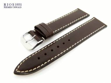 Uhrarmband -Pensa- 19mm dunkelbraun RIOS echt Juchtenleder glatt wei�e Naht (Schlie�enansto� 16 mm) - Bild vergr��ern 