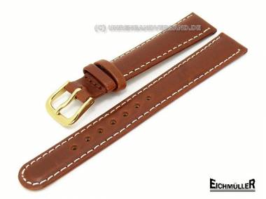 Uhrenarmband 14mm braun Sattelleder wei�e Naht von Eichm�ller - Bild vergr��ern 