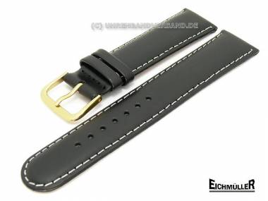 Uhrenarmband 20mm schwarz Sattelleder wei�e Naht von Eichm�ller - Bild vergr��ern 