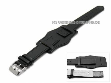 Uhrenarmband 24mm schwarz Fliegerbandoptik mit Lederunterlage (Schlie�enansto� 22 mm) - Bild vergr��ern 