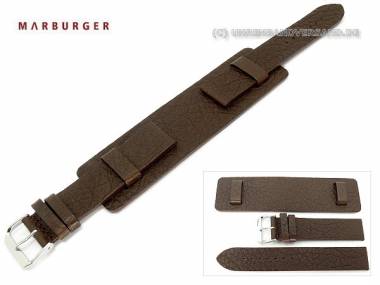 Uhrenarmband 18mm dunkelbraun grob genarbt mit Lederunterlage Original Marburger - Bild vergr��ern 