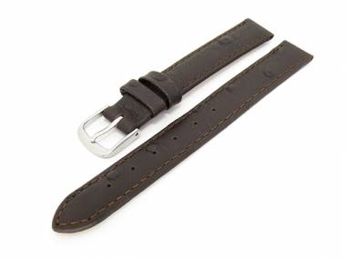 Uhrenarmband 12mm dunkelbraun Strau�-Pr�gung - Bild vergr��ern 