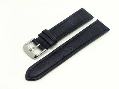 Uhrenarmband 22mm dunkelblau Alligator-Pr�gung robust abgen�ht (Schlie�enansto� 20 mm) - Bild vergr��ern 