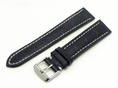 Uhrenarmband 24mm dunkelblau Alligator robust helle Kontrastnaht (Schlie�enansto� 22 mm) - Bild vergr��ern 