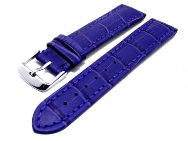 TOP: Uhrenarmband 24mm blau Alligator-Pr�gung abgen�ht (Schlie�enansto� 22 mm) - Bild vergr��ern 