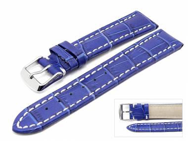 Uhrenarmband 24mm k�nigsblau Alligator robust helle Kontrastnaht (Schlie�enansto� 22 mm) - Bild vergr��ern 