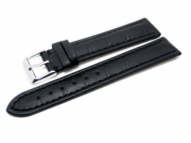 Uhrenarmband XL 24mm schwarz Alligator-Pr�gung seidenglanz (Schlie�enansto� 22 mm) - Bild vergr��ern 