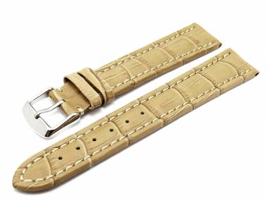 Uhrenarmband 18mm perle (beige) Alligator robust helle Kontrastnaht (Schlie�enansto� 18 mm) - Bild vergr��ern 