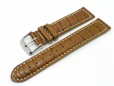 Uhrenarmband 18mm braun Alligator-Pr�gung wei�e Naht - Bild vergr��ern 