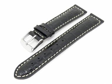 Uhrenarmband 18mm schwarz Alligator wei�e Naht - Bild vergr��ern 