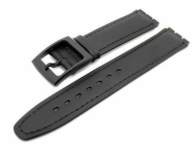 Uhrenarmband f�r Swatch 17mm schwarz glatte Oberfl�che abgen�ht - Bild vergr��ern 