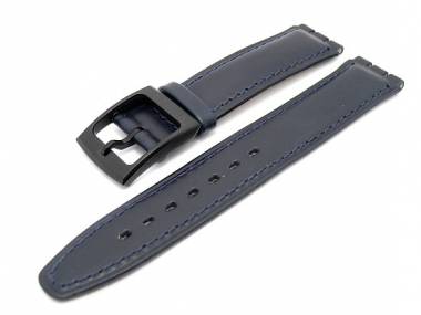 Uhrenarmband f�r Swatch 17mm dunkelblau glatt abgen�ht - Bild vergr��ern 