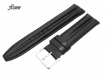 Uhrenarmband -Rustika- 18mm schwarz Doppelwulst von Fluco - Bild vergr��ern 