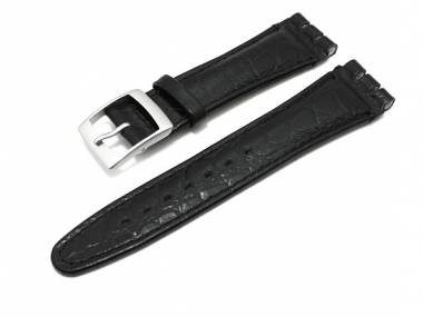 Uhrenarmband f�r Swatch 19mm schwarz Kroko-Narbung - Bild vergr��ern 