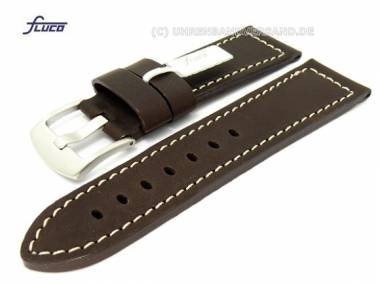 Uhrenarmband 26mm dunkelbraun glatt helle Naht von Fluco - Bild vergr��ern 