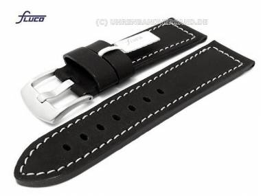 Uhrenarmband 22mm schwarz glatt helle Naht von Fluco - Bild vergr��ern 