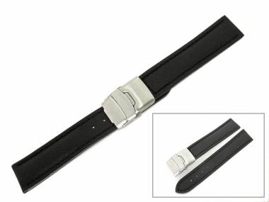 Uhrenarmband 18mm schwarz Faltschlie�e glatt (Schlie�enansto� 18 mm) - Bild vergr��ern 