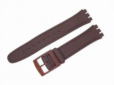 Uhrenarmband f�r Swatch 17mm dunkelbraun Synthetik/Leder glatt - Bild vergr��ern 